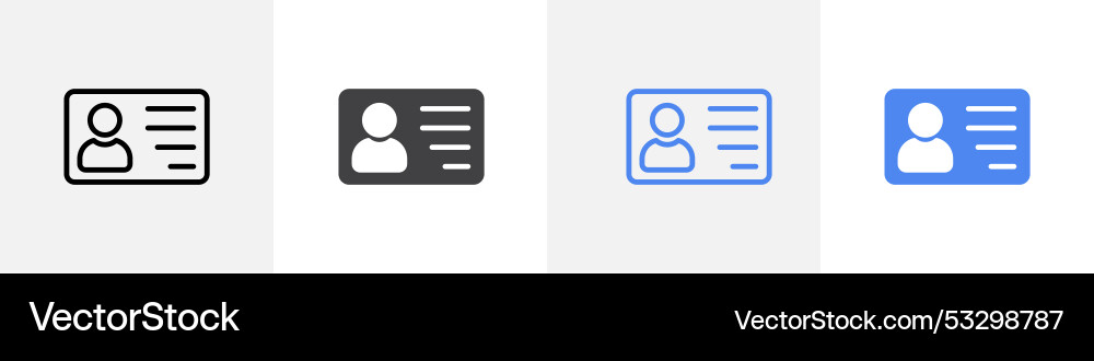 Id card icon set use for web ui or app Id card icon set use for web ui or app Vector Image