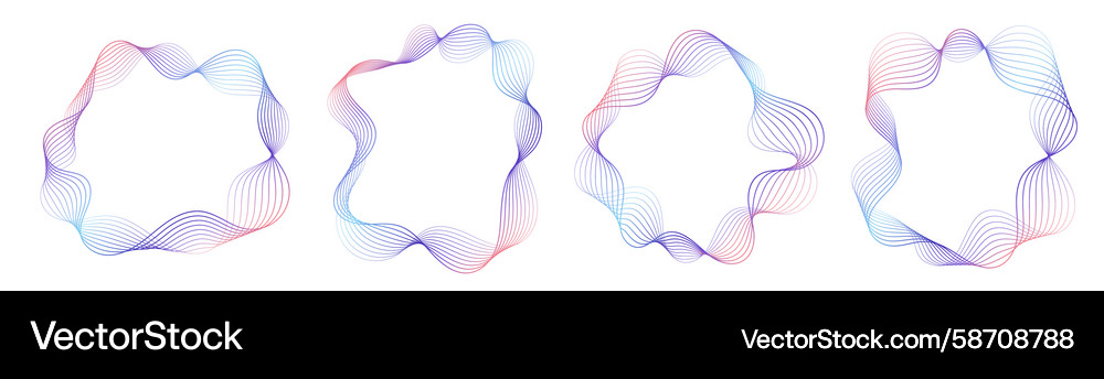 Abstract wavy frames set colorful flowing borders Vector Image