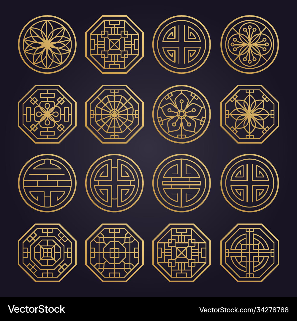Asiatische verschiedene geometrische traditionelle Muster Asiatische verschiedene geometrische traditionelle Muster vektorbild