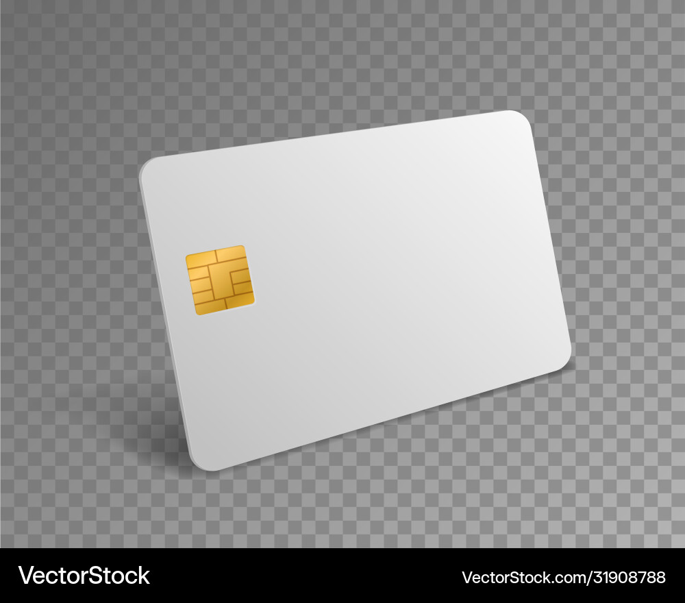 Blank credit card white realistic atm