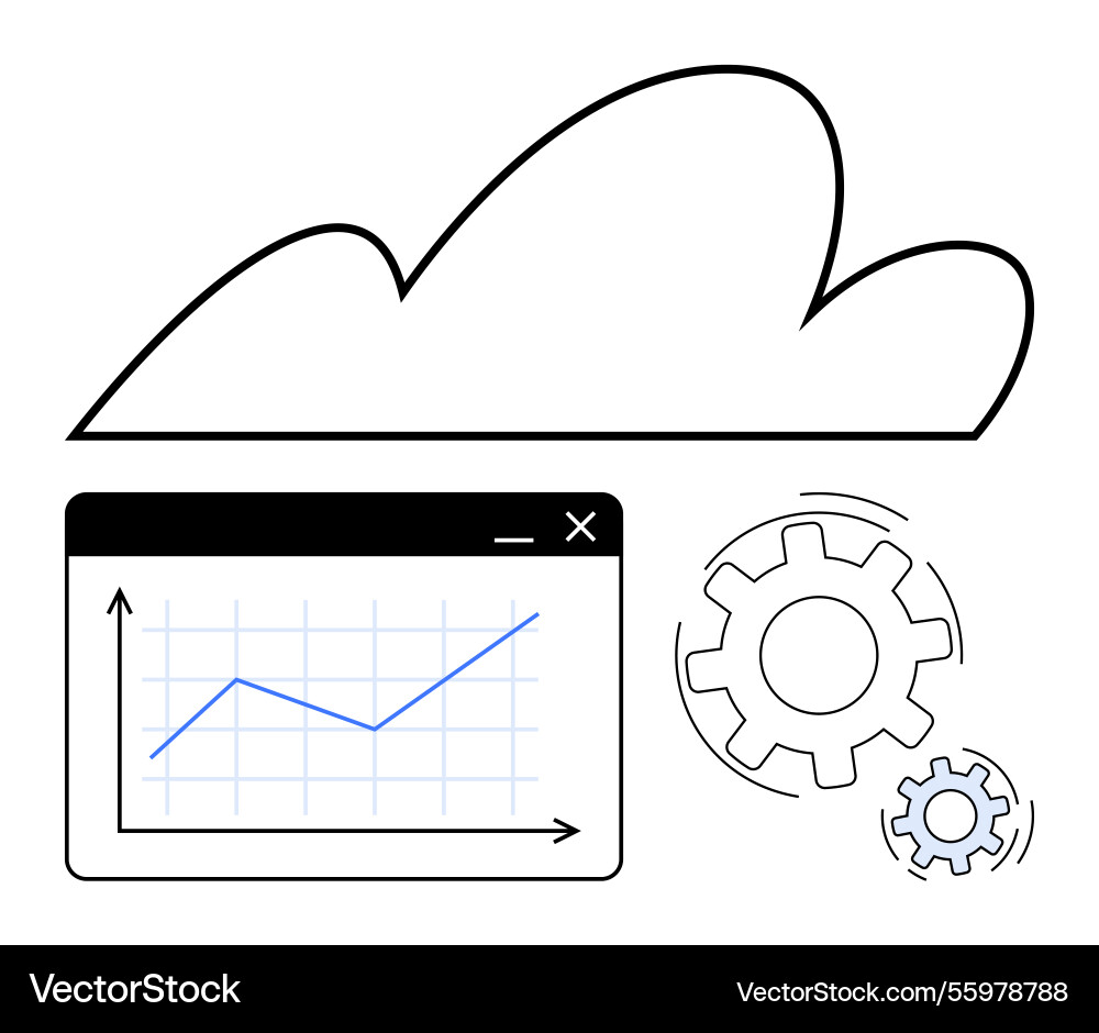 Cloud computing analytics with data graph Cloud computing analytics with data graph vector image