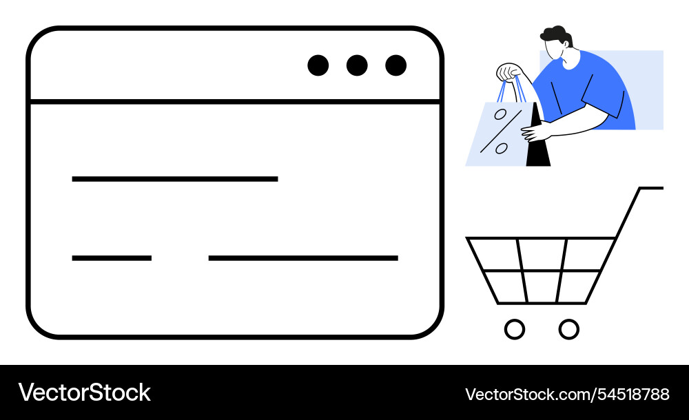 E-commerce website interface with shopping cart Vector Image