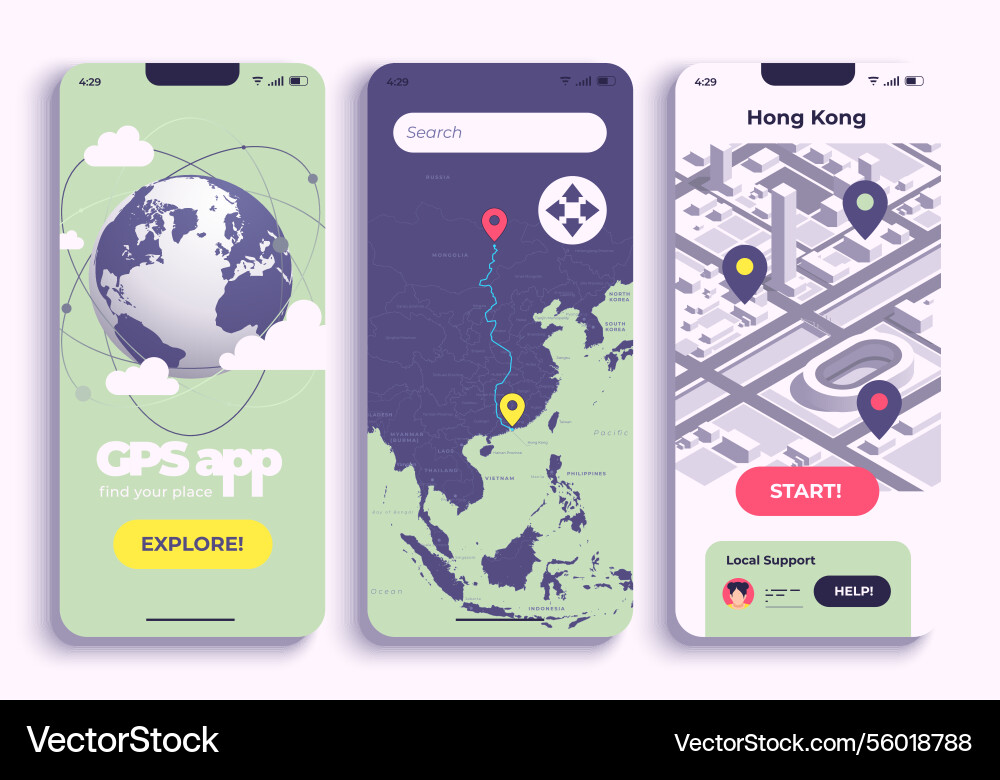 Gps navigation isometric app design vector image