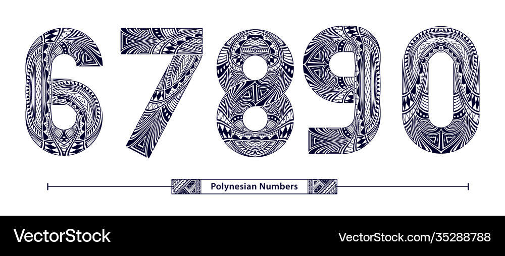 Polynesian Number Set - Tribal Style vector image
