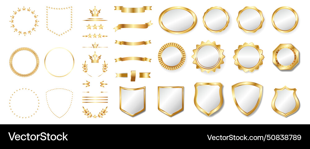 Badge gold buttons empty certificate emblems Badge gold buttons empty certificate emblems vector image