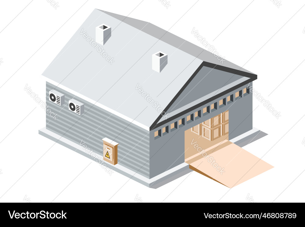 Isometric warehouse large building Royalty Free Vector Image