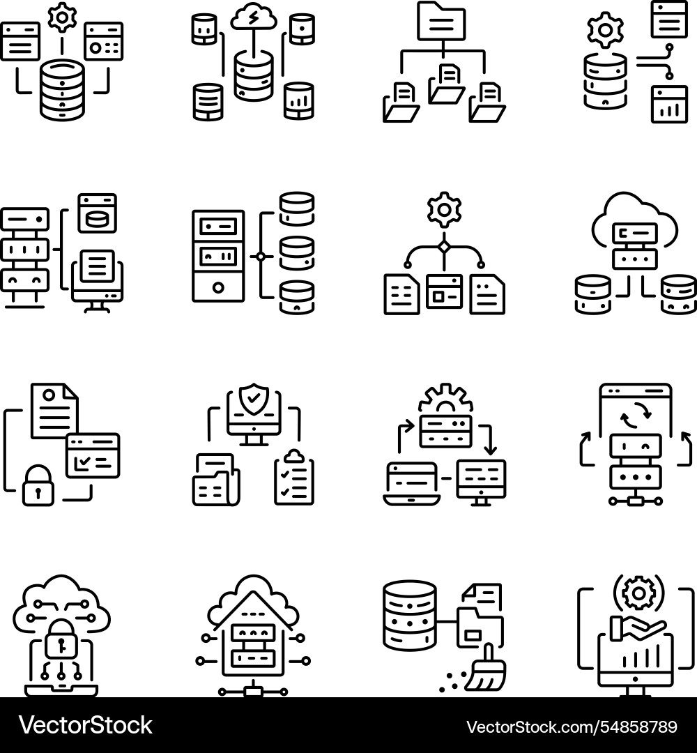 Set of database classification linear icons vector image