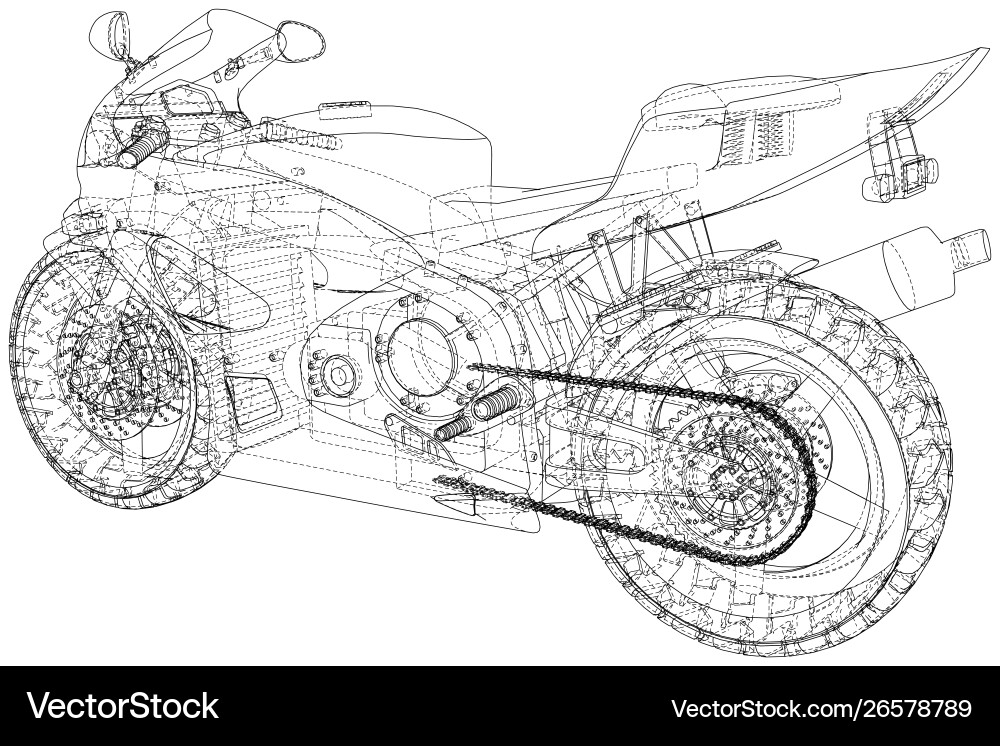 Sport Motorrad technischen Drahtrahmen Sport Motorrad technischen Drahtrahmen vektorbild