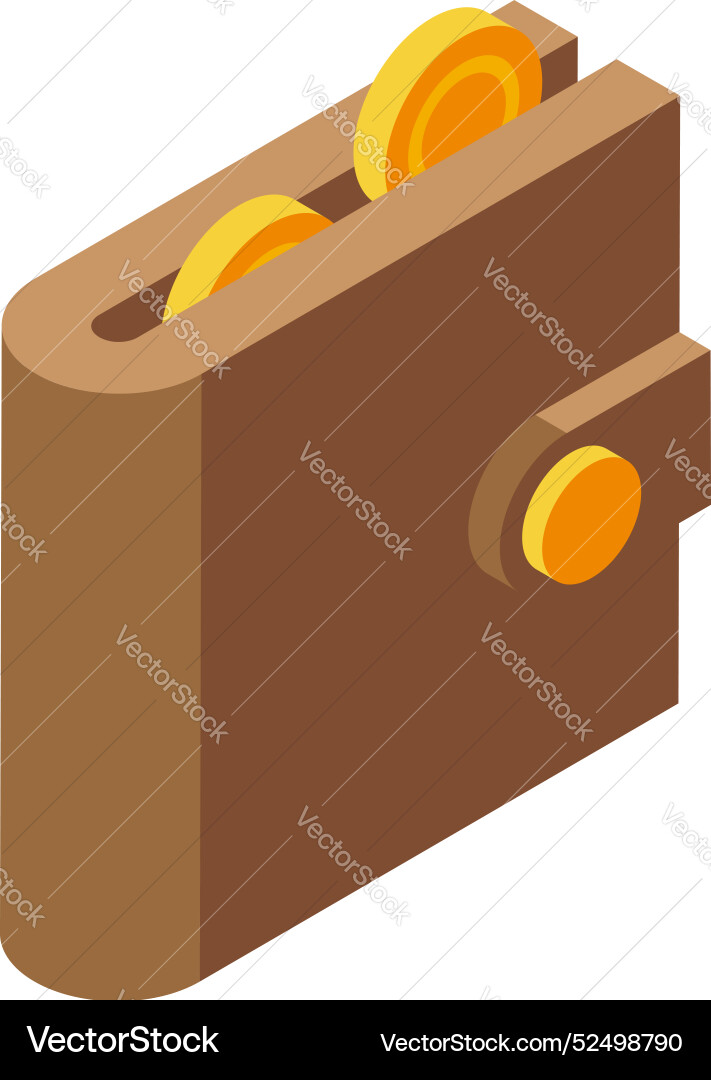 Braune Leder Brieftasche mit goldenen Münzen Braune Leder Brieftasche mit goldenen Münzen vektorbild