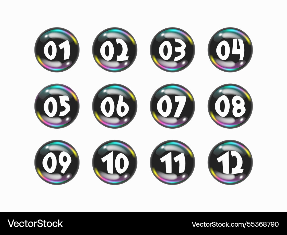 Bullet points buttons with fish eye effect vector image