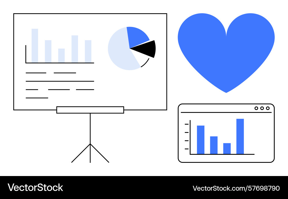 Data presentation with charts and graphs alongside Data presentation with charts and graphs alongside vector image