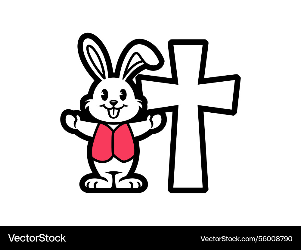 Easter bunny cross line art christian rabbit Vector Image