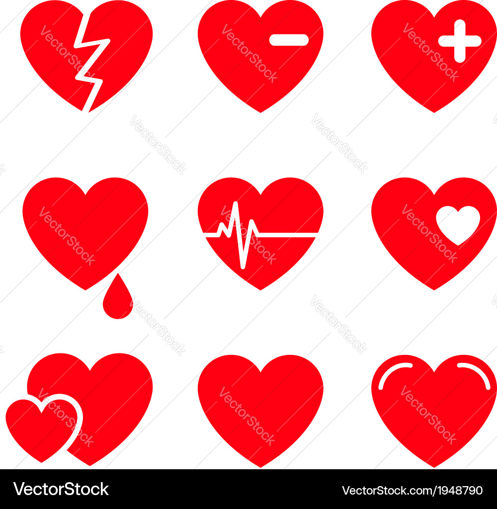 Heart Icon Set – Romantic & Symbolic Vector Image