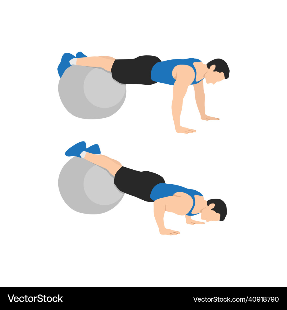 Man Doing Stability Ball Push-Up Vector Image