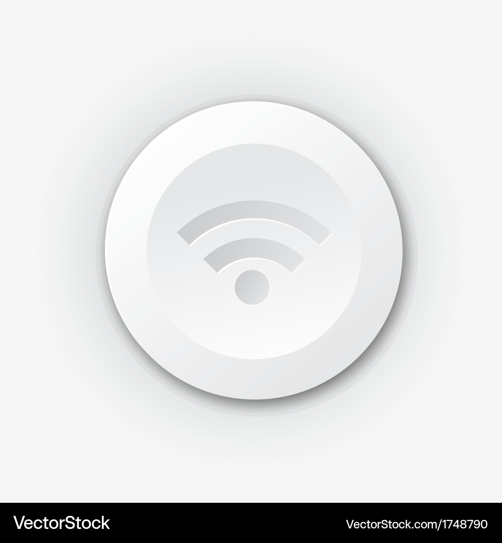 Modern White Wifi Button with Shadow vector image