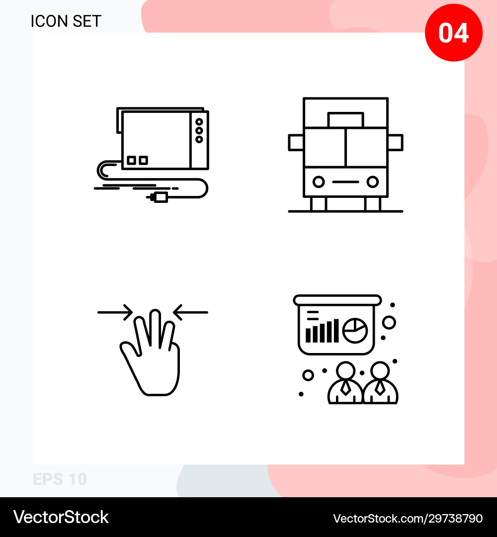 Pack 4 icons in line style creative outline Pack 4 icons in line style creative outline vector image