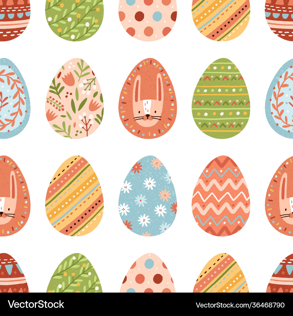 Seamless pattern with different colorful easter vector image