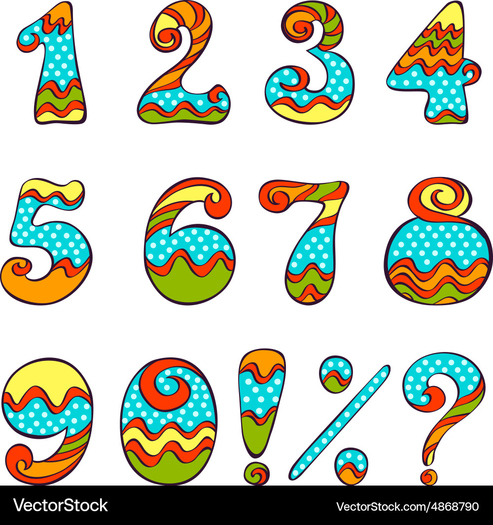 Set of numbers and symbols vector image
