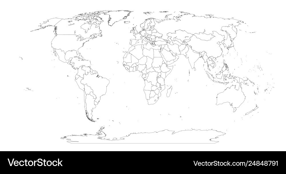 Contour world map all countries and islands vector image