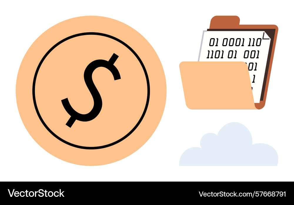Digital currency and data storage in cloud Digital currency and data storage in cloud vector image