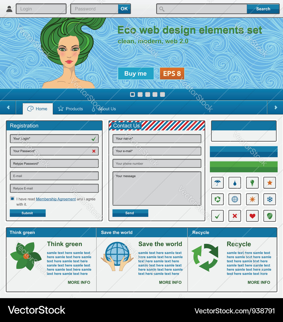 Eco web design elements set Vector Image