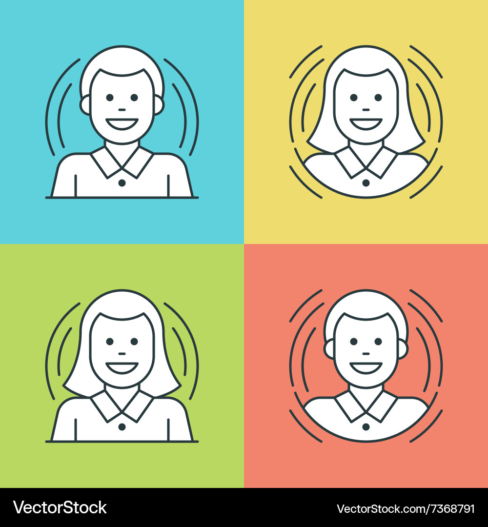 Flat line icons set thin linear stroke Vector Image
