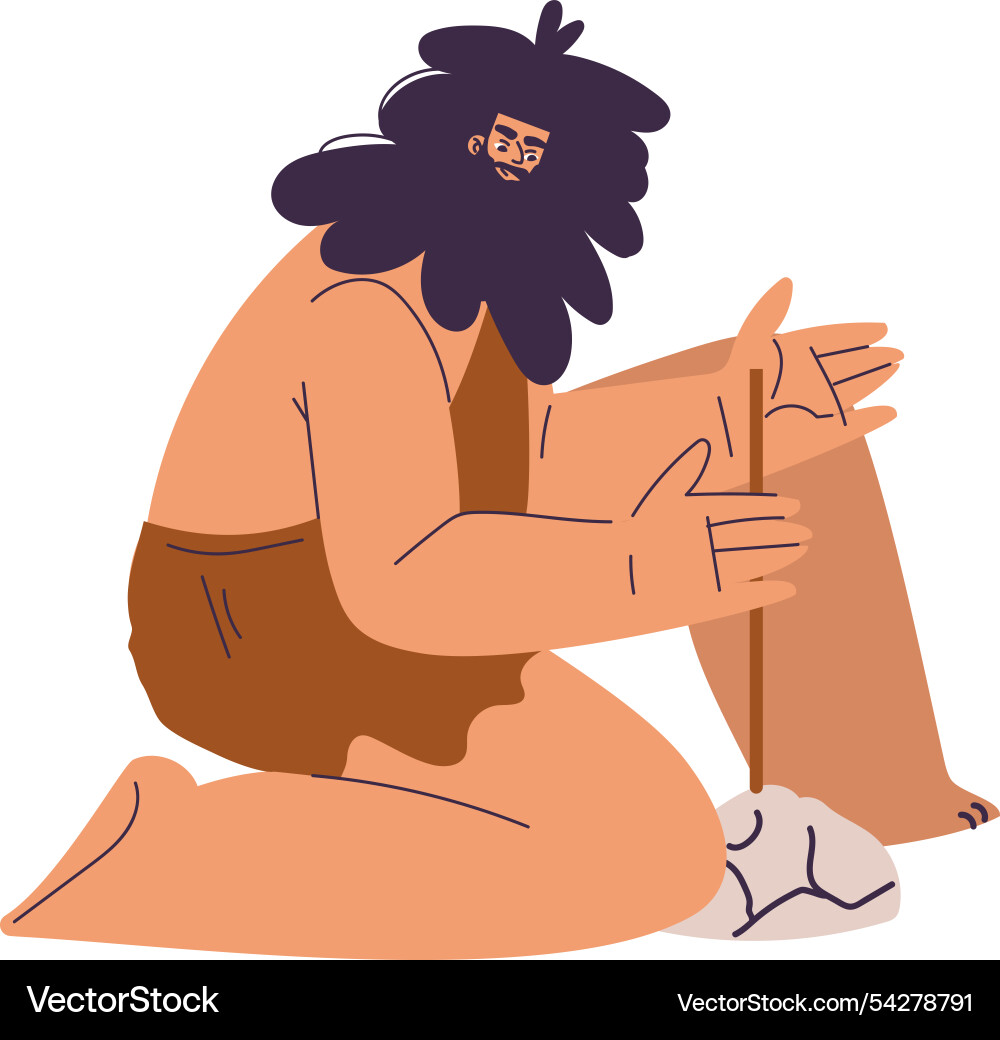 Primitive man character and caveman in loincloth Primitive man character and caveman in loincloth vector image