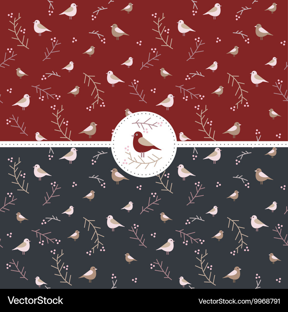 Seamless pattern with birds and berries Vector Image