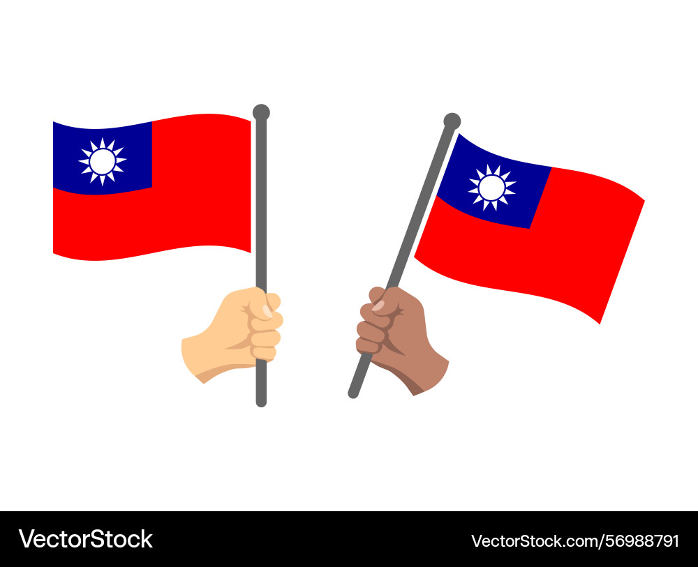 Taiwan flag in hand icon set of the republic Vector Image