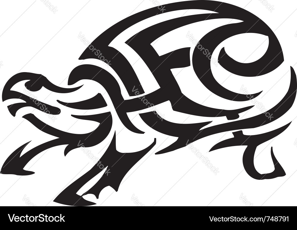 Tribal Turtle Silhouette Vector Image