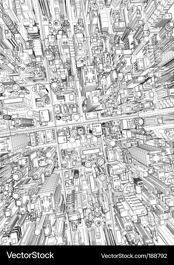 Abstract City Wireframe Vector Image