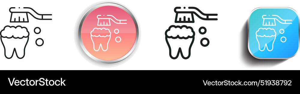Brushing icon thin linear regular and button Vector Image