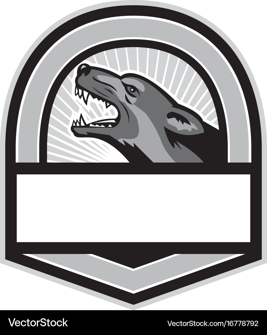 German shepherd head angry crest retro vector image