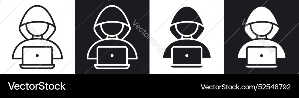 Hacker thin line icon set Hacker thin line icon set vector image