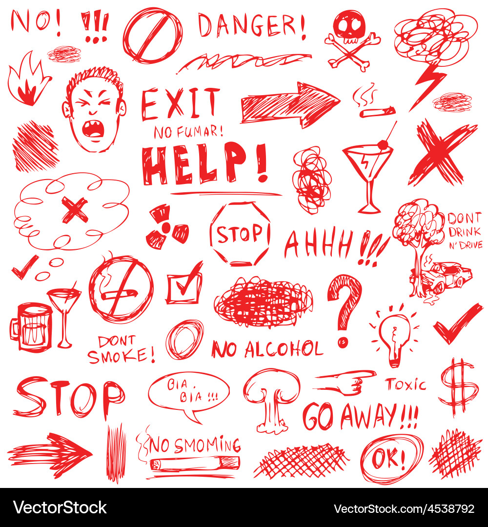 Hand drawn red doodle elements Vector Image