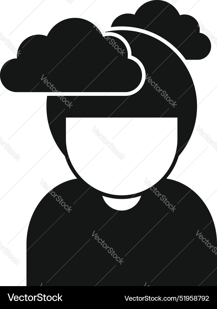 Man experiencing brain fog with clouds over head vector image