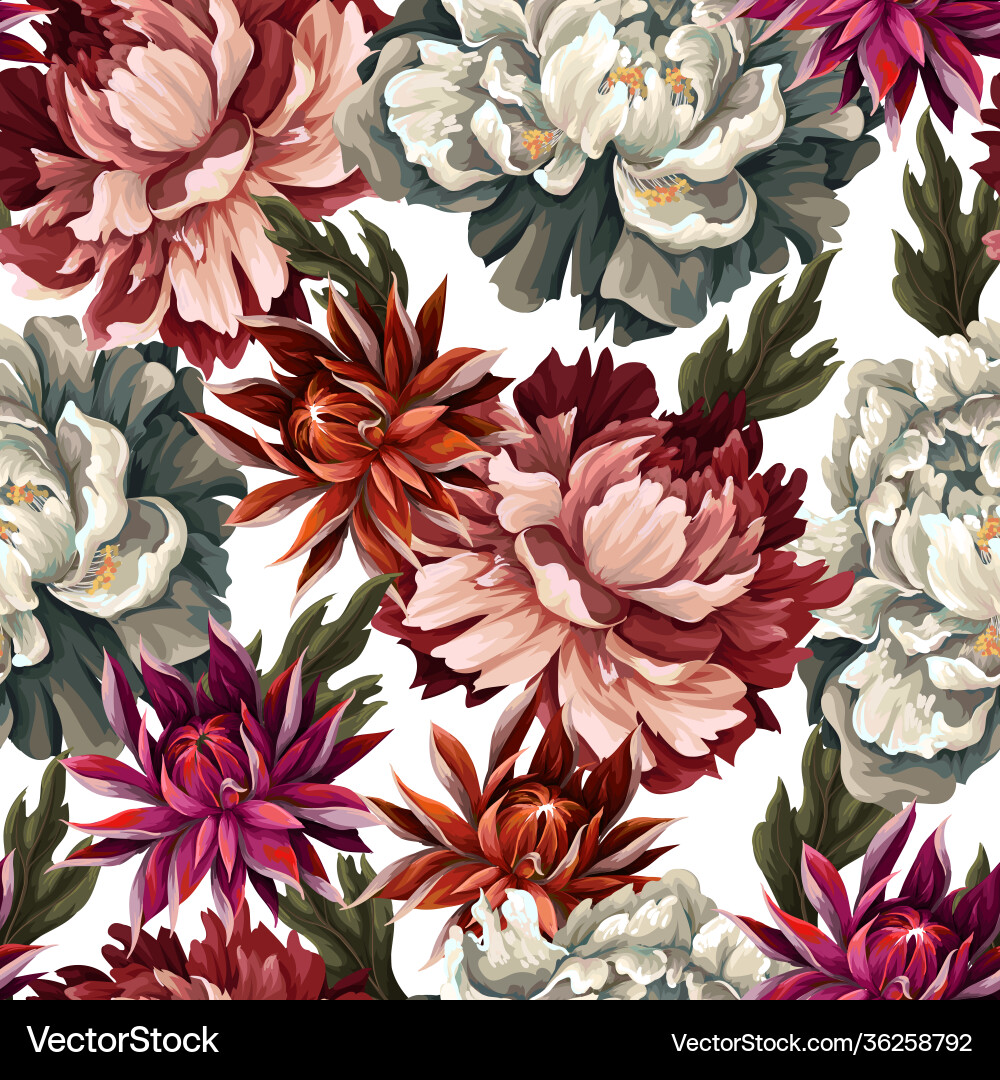 Ornate nahtlose Muster mit Vintage Peonies Ornate nahtlose Muster mit Vintage Peonies vektorbild