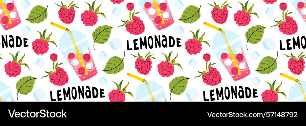 Seamless pattern with fresh raspberry lemonade Vector Image