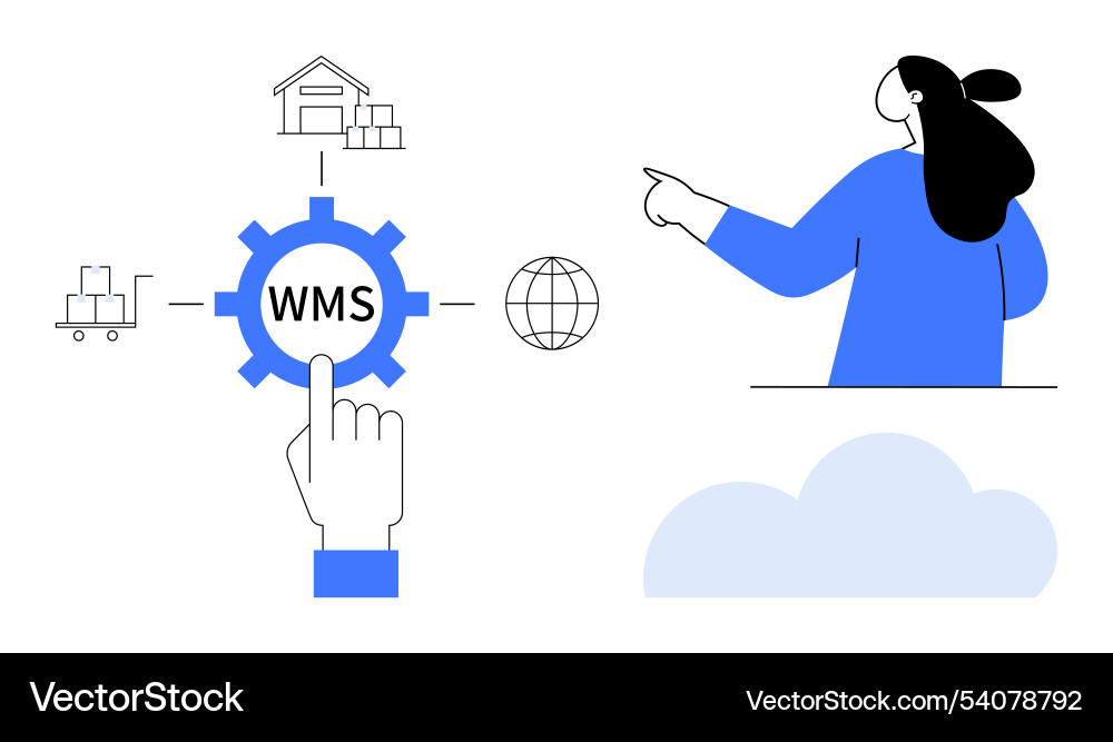 Warehouse management system concept with user Warehouse management system concept with user vector image