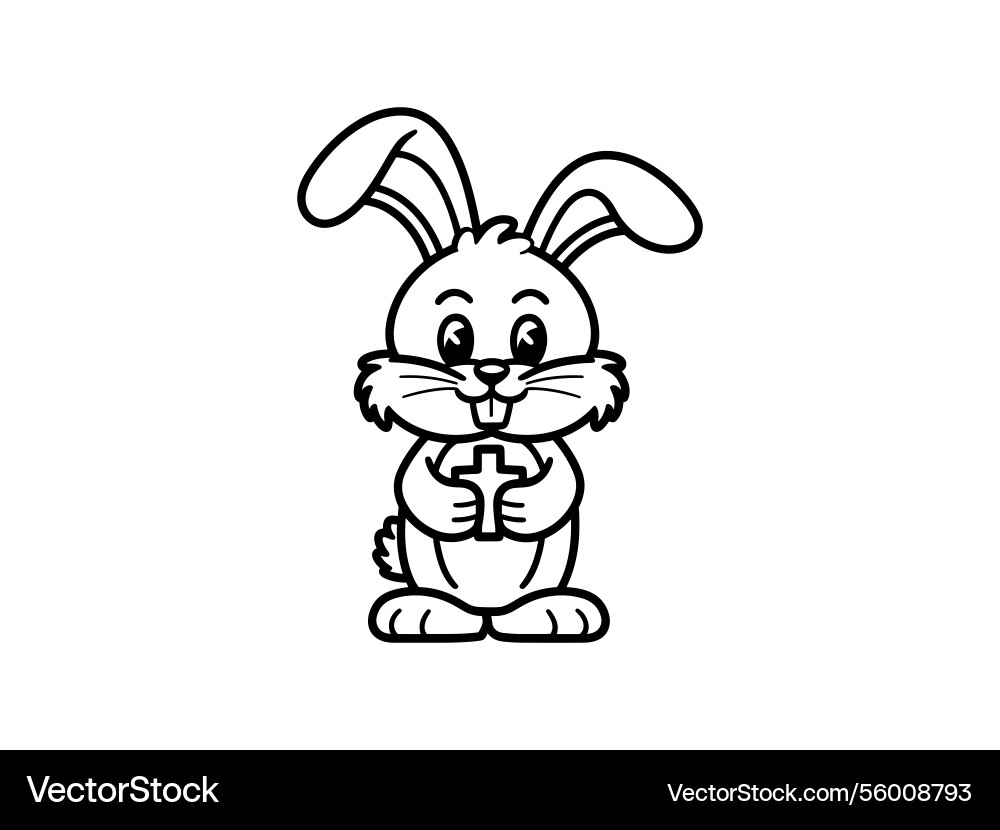 Easter bunny cross line art christian rabbit Vector Image
