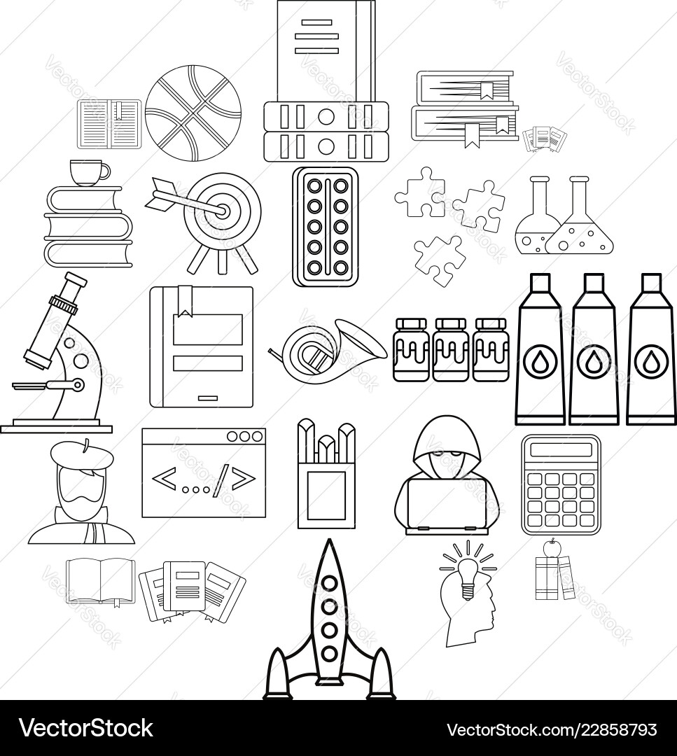 Exercise icons set outline style Exercise icons set outline style vector image