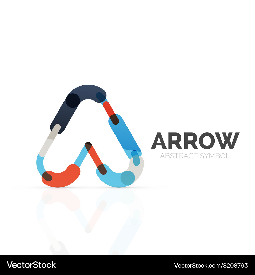 Linear arrow abstract logo connected multicolored Vector Image