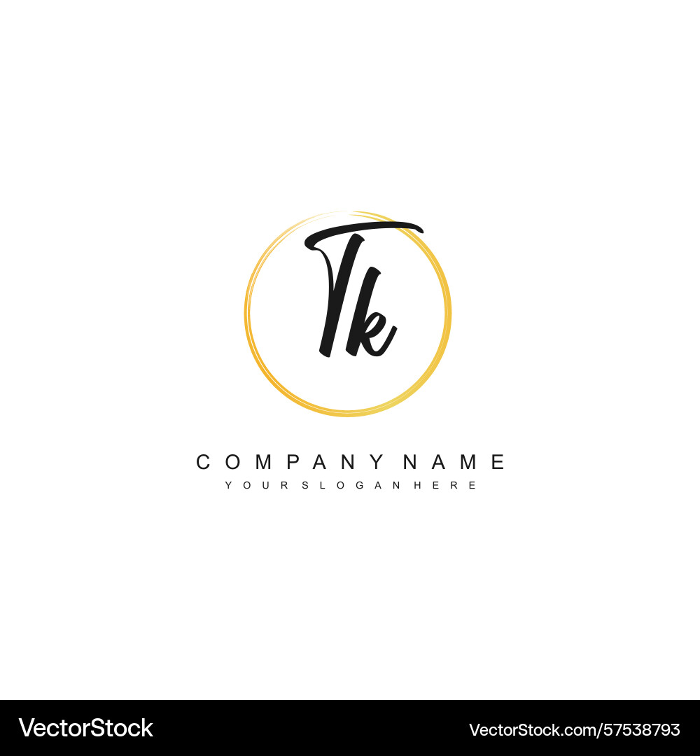 Minimal signature logo design with tk initials Vector Image