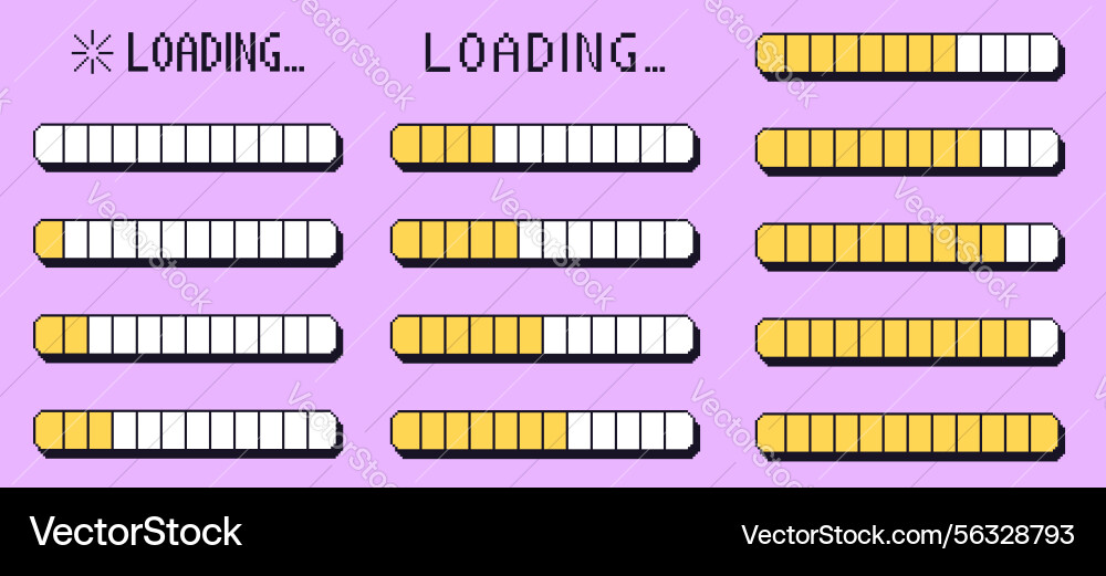 Pixel art loading bar interface 8 bit game Pixel art loading bar interface 8 bit game vector image