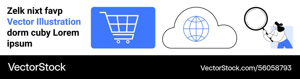 Shopping cart cloud with globe and person Shopping cart cloud with globe and person vector image