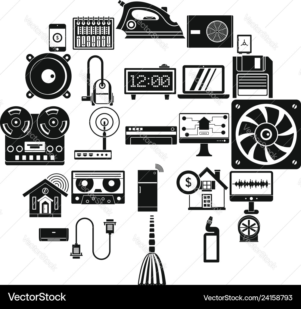 Software icons set simple style Software icons set simple style vector image