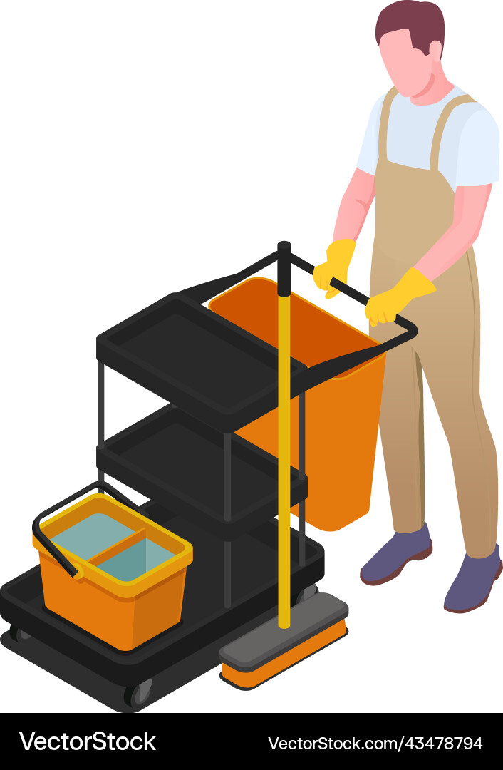 Cleanup worker barrow composition vector image