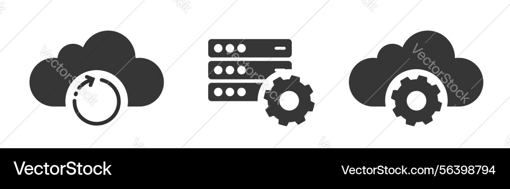 Cloud server database settings update icon set Cloud server database settings update icon set vector image
