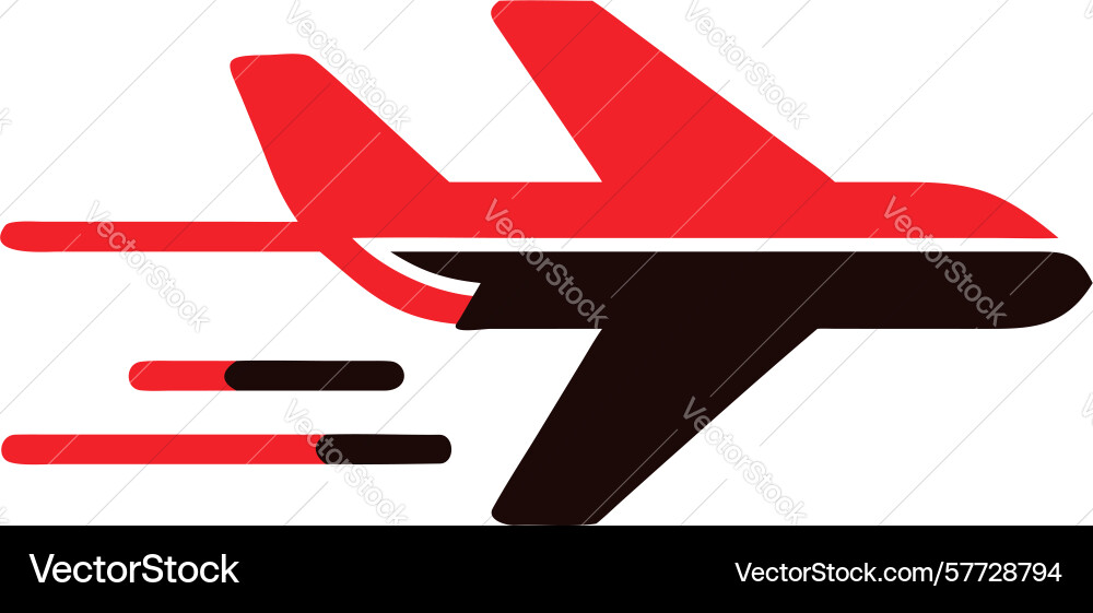 Dynamic red airplane with speed lines express Vector Image