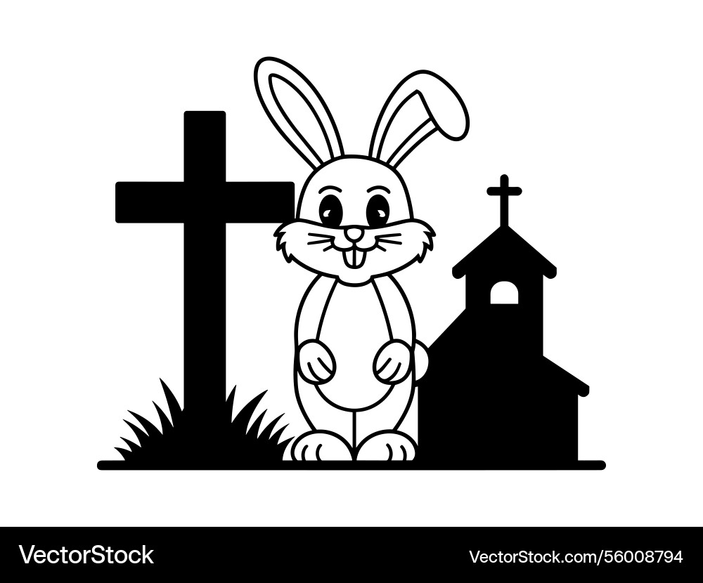 Easter bunny cross line art christian rabbit Vector Image